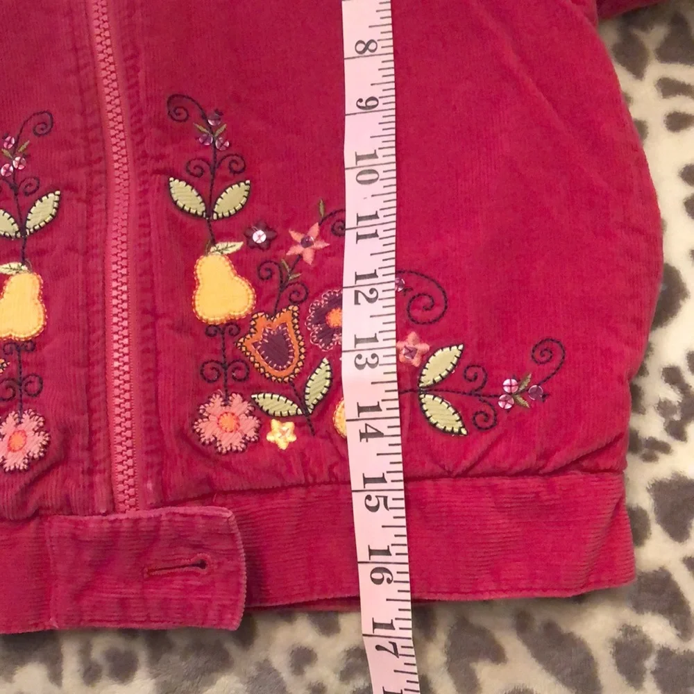 2002 Gymboree Embroidered Corduroy Sherpa Hooded Jacket Size XL 6 Years